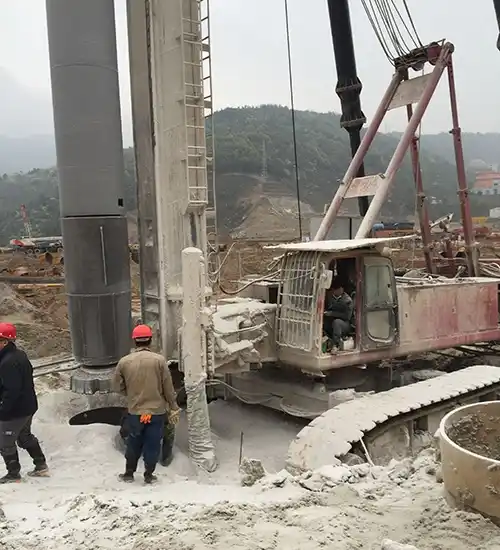 Bored piles drilled into rock formations